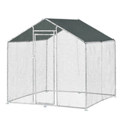 Gabbia voliera per animali da esterno con serratura struttura in acciaio zincato 2 x 2 x 2 m verde scuro argento 03_0005139