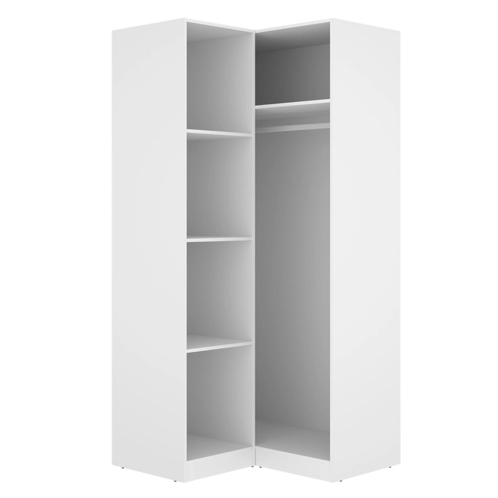 Armadio Camera da Letto Luber, Guardaroba 2 Ante Appendiabiti, 95x204h cm Bianco