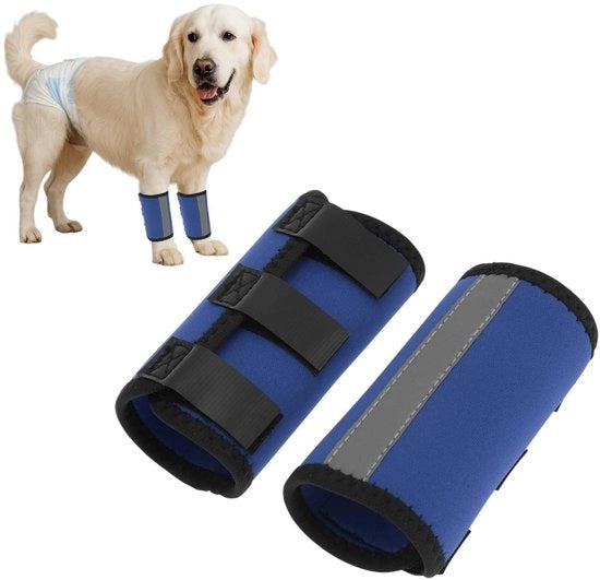 Benda per Gamba Canina Medio - Protezione per Articolazioni Canine - Cintura Reflectante - Cinghia Shock-Resistente - Impermeabile Neoprene - Protezione per Articolazioni Canine