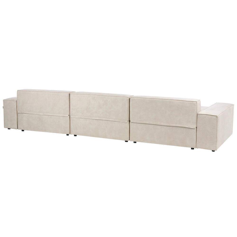Divano modulare a 3 posti con ottomana Divano componibile in velluto beige con gambe nere Soggiorno moderno