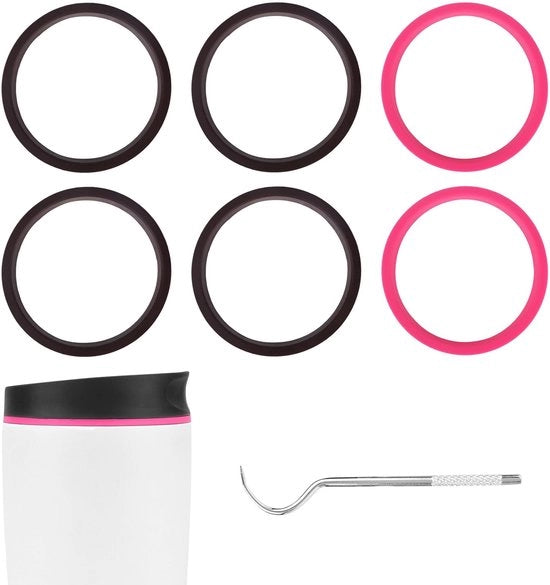 Accessori per caffè - Pacchetto di 6 pezzi - Anelli di sigillazione in silicone - Ricambi - Bicchieri isolanti - Accessori - Rosso/Nero - Anello di sigillazione