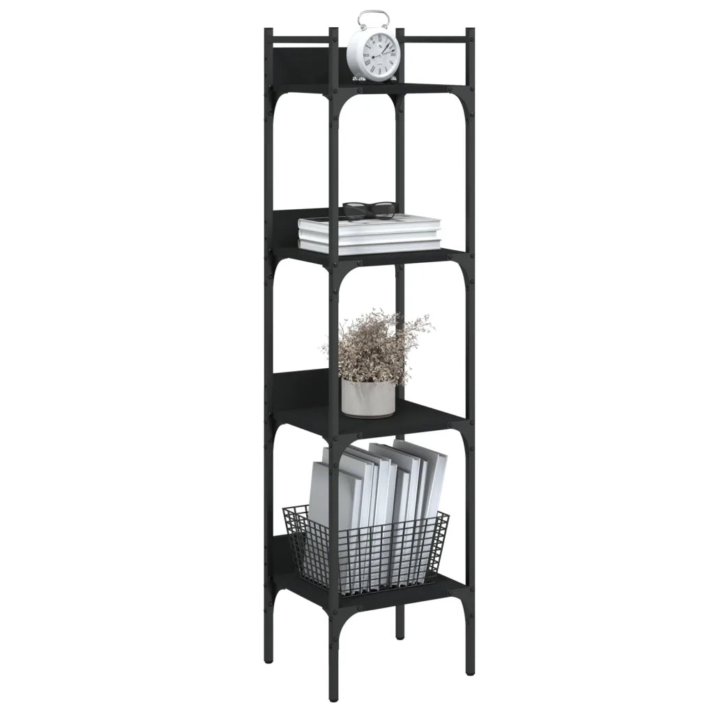 Libreria a 4 Ripiani Nera 35x30x138,5 cm in Legno Multistrato 838848