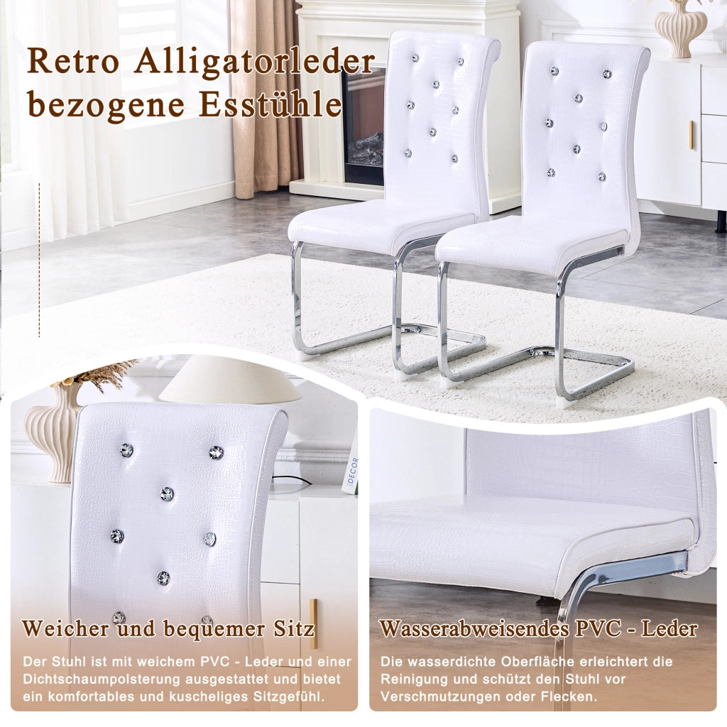 SEDIA da pranzo in PVC bianco e metallo cromato 75,5x46,5x44 cm