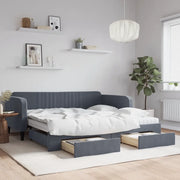 Divano Letto Estraibile Cassetti Grigio Scuro 100x200cm Velluto 3197143
