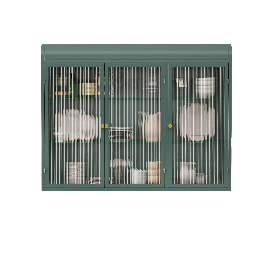 Armadietto Pensile a 3 Ante con Vetro per Bagno e Cucina ¨C Xylo ¨C Verde Scuro