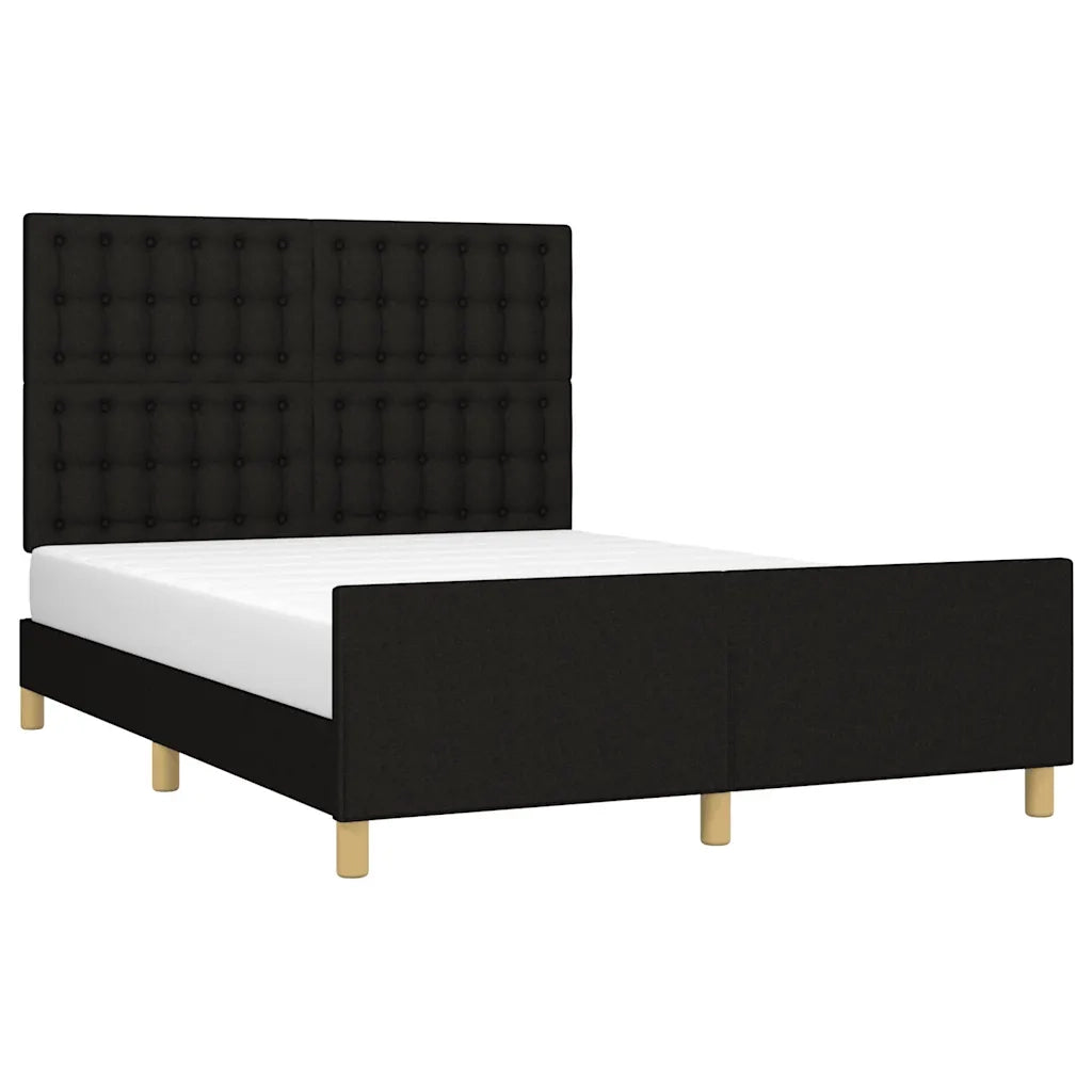 Letto matrimoniale | Letto per adulti | Giroletto senza Materasso Nero 140x200 cm in Tessuto