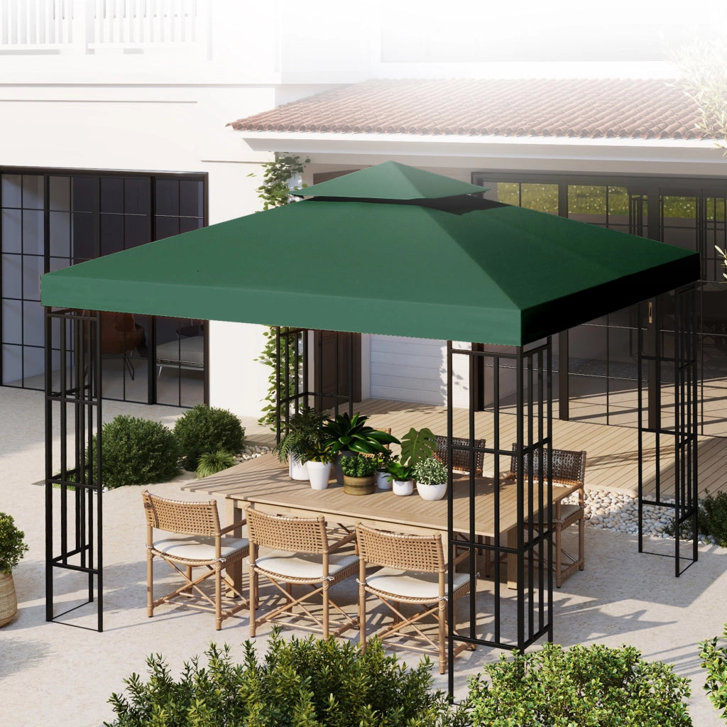 Telo Copertura Gazebo Giardino 3x3 m ¨C zephmum ¨C Verde Scuro Poliestere 300x300 cm