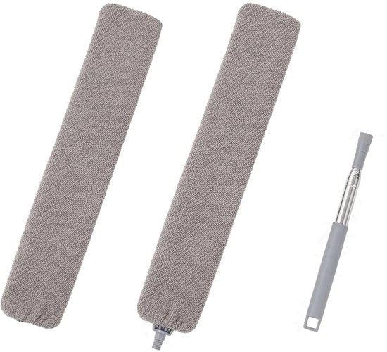 Plumeau estensibile con maniglia telescopica in acciaio inossidabile, stoffa e aspirapolvere estensibili, superficie piana telescopica, asciugabile copertura in microvezzolo per divano letto, mobili, pavimento, pulizia di casa