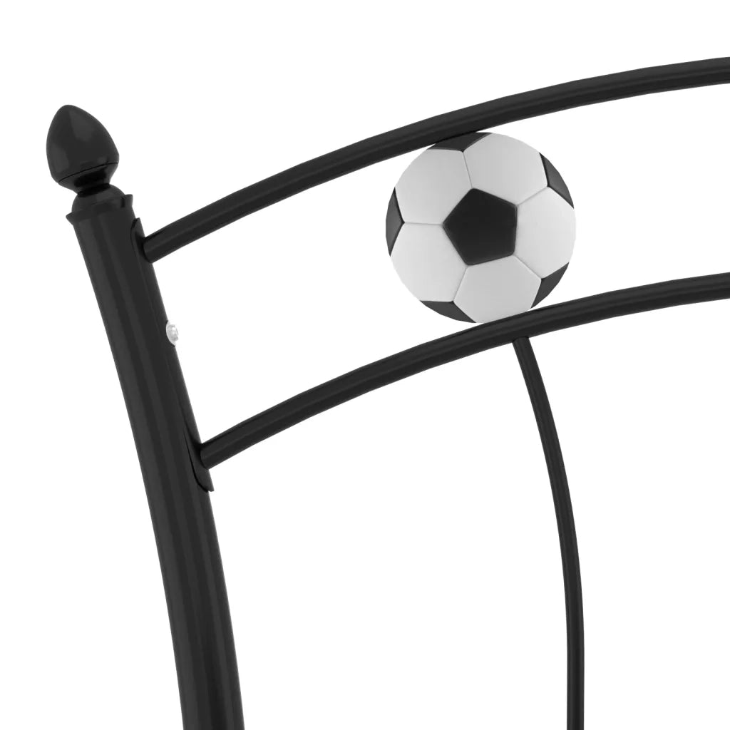 Giroletto con Motivo Calcio-Struttura Letto in Metallo Nero 90x200 cm