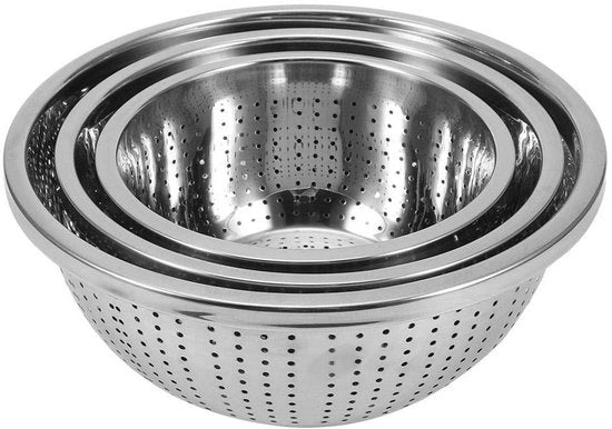 Raccoglitore di riso in acciaio inossidabile per cucina - 3 pacchi - Resistente al lavastoviglie - Filtro per verdure e pasta - Ideale per ogni cucina