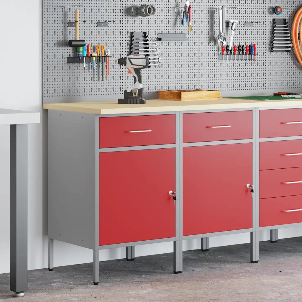 Mobile da lavoro 2 pz Rosso e Grigio 100 x 55 x 85 cm CFW3873112