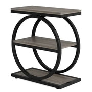 Tavolino industriale 60x30x65 cm MDF e metallo nero， 3 ripiani