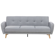 Divano Letto Rivestito In Tessuto Grigio Con Gambe In Legno Trasformabili A 3 Posti Soggiorno Moderno E Minimalista