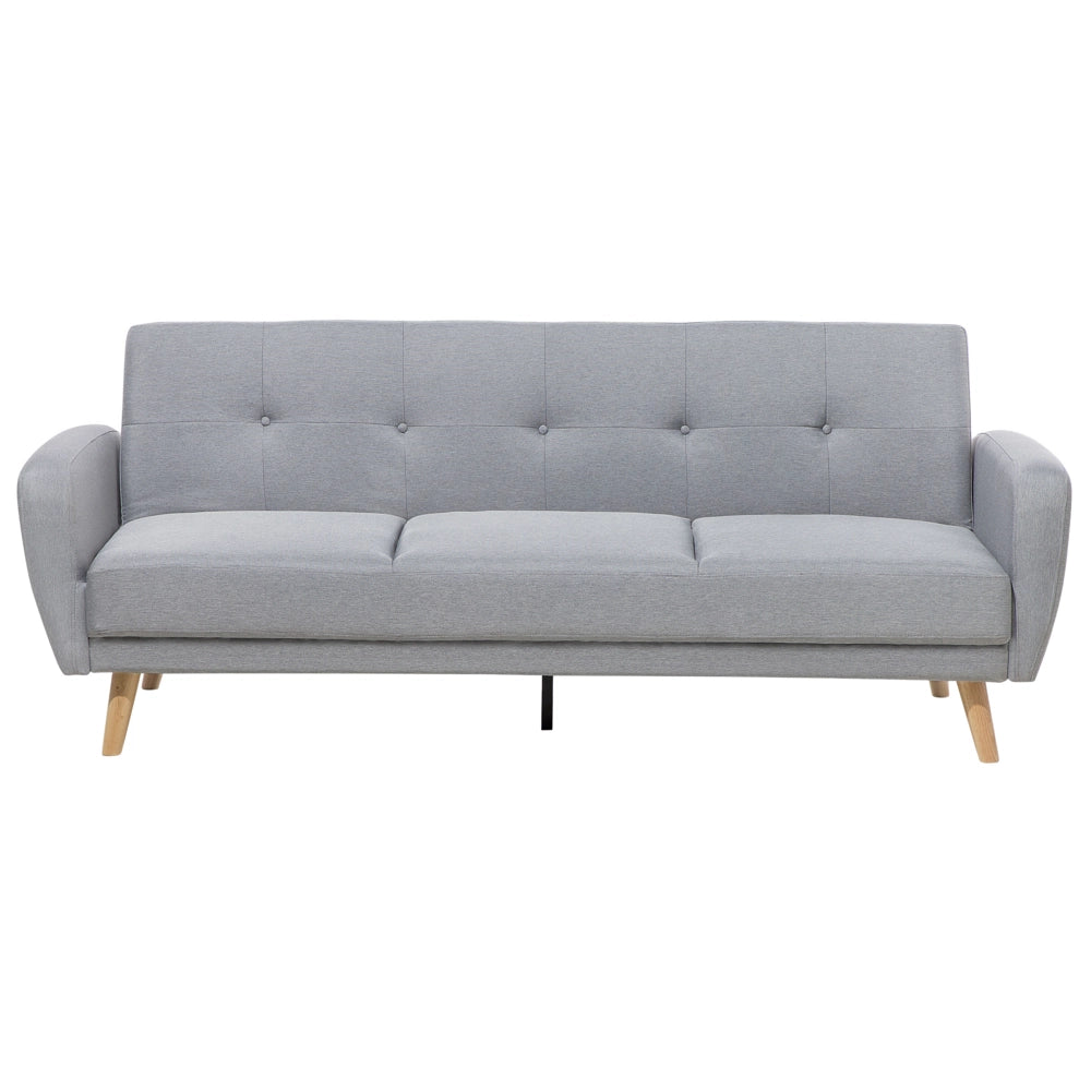 Divano Letto Rivestito In Tessuto Grigio Con Gambe In Legno Trasformabili A 3 Posti Soggiorno Moderno E Minimalista