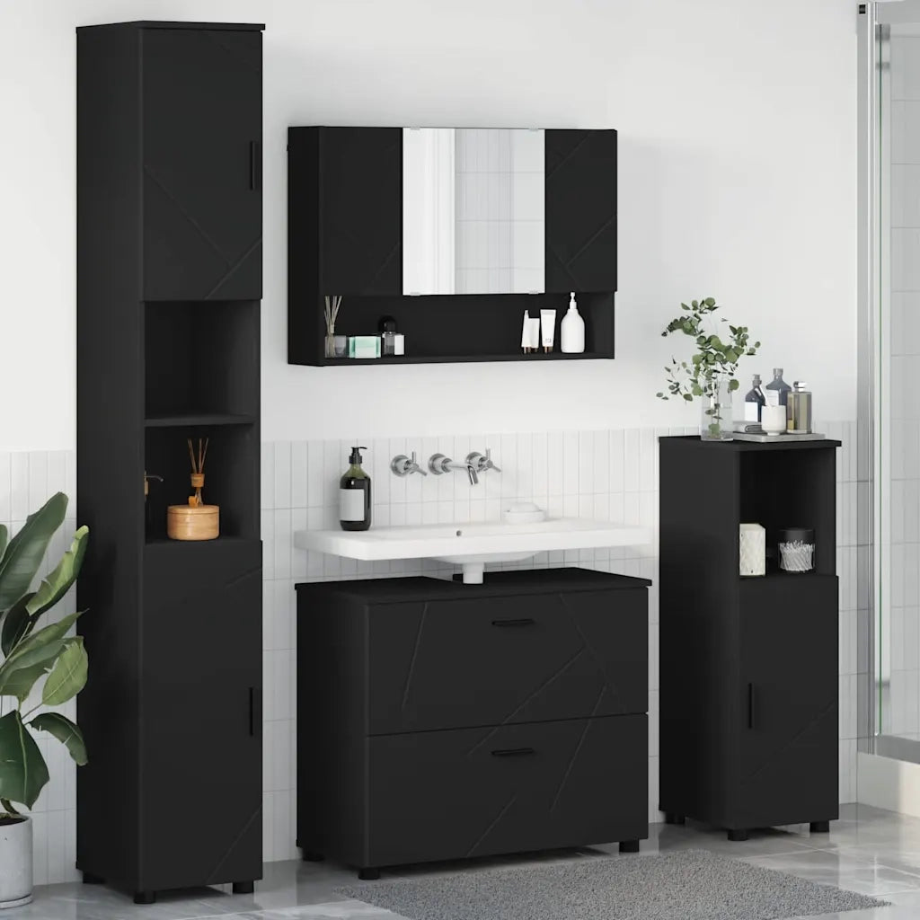 vidaXL Set di mobili per il bagno 4 pcs Nero 30 x 35 x 192 cm