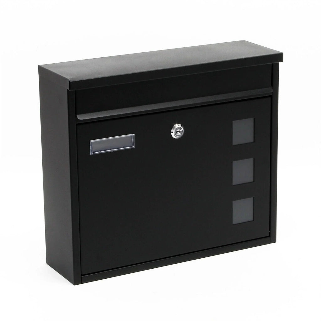 Cassetta postale da parete stile design finitura verniciata a polvere 30 × 39,5 × 11 cm nero 16_0000105