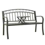 Panca da Giardino con Tavolino Grigio 120 cm Acciaio