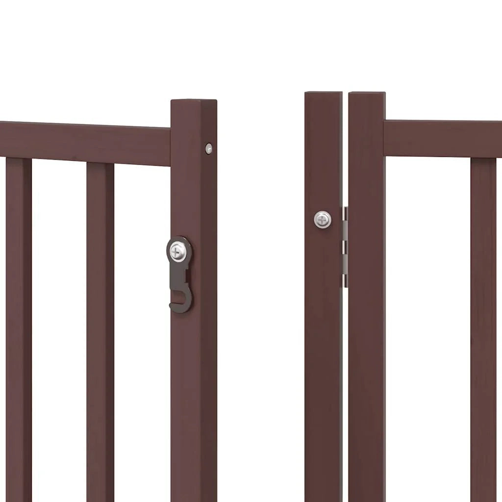 Cancelletto di sicurezza per cani con porta pieghevole 6 pannelli legno di pioppo marrone 02_0023015