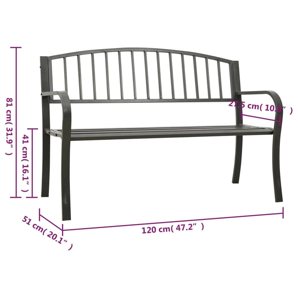 Panca da giardino arredo da esterno terrazza grigio 120 cm acciaio 02_0011729