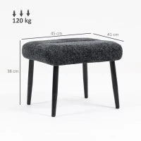 Poggiapiedi con cuscino morbido, Gambe in acciaio, in tessuto chenille, 45 x 41 x 38 cm, Grigio scuro