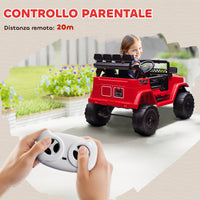 Macchina Fuoristrada per Bambini 99x66x68.5 cm con Fanali Clacson e Telecomando in PP e Metallo Rosso