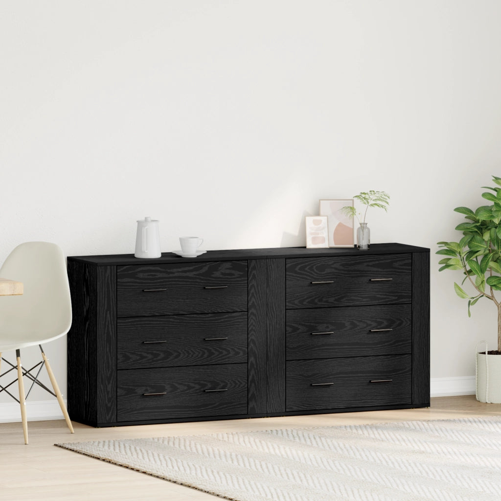 Mobiletti 2 pz in rovere nero legno ingegnerizzato