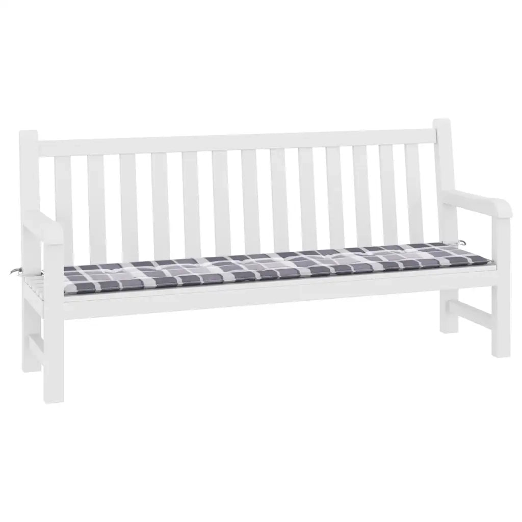 Cuscino per Panca a Quadri Grigi 200x50x4cm Tessuto Oxford 314103