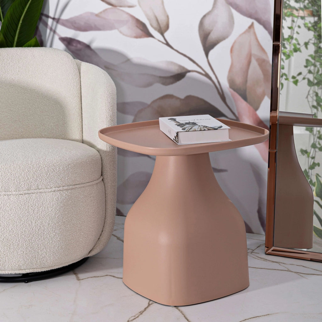 Matata, Tavolino da Salotto Adatto per Indoor/outdoor Angoli Arrotondati, 48x48x50h cm Rosa