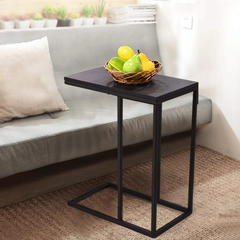 Tavolino laterale porta pc in legno da soggiorno Tavolino da caff¨¨ 59x28x48cm Nero-Tavolini