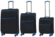Set 3 Valigie Trolley Morbide in Poliestere 4 Ruote TSA Ravizzoni Nettuno Nere