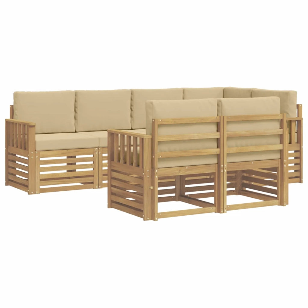Set di divani da esterno 7 pcs Bianco e Beige