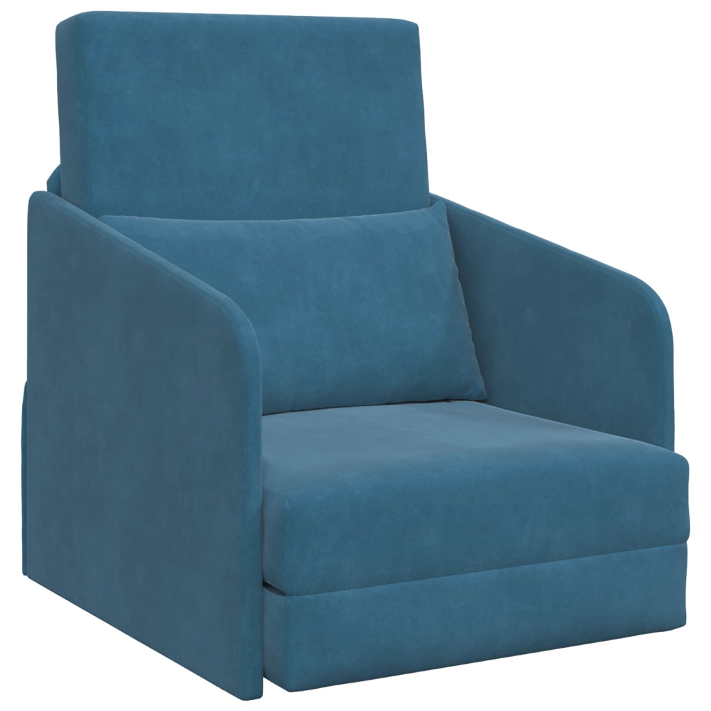 Divano Letto 2-in-1 Blu 65x80x83 cm Velluto