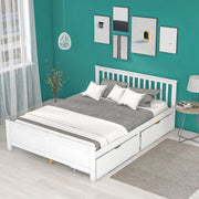 Letto matrimoniale 140x200 cm con 2 cassetti; legno massello bianco