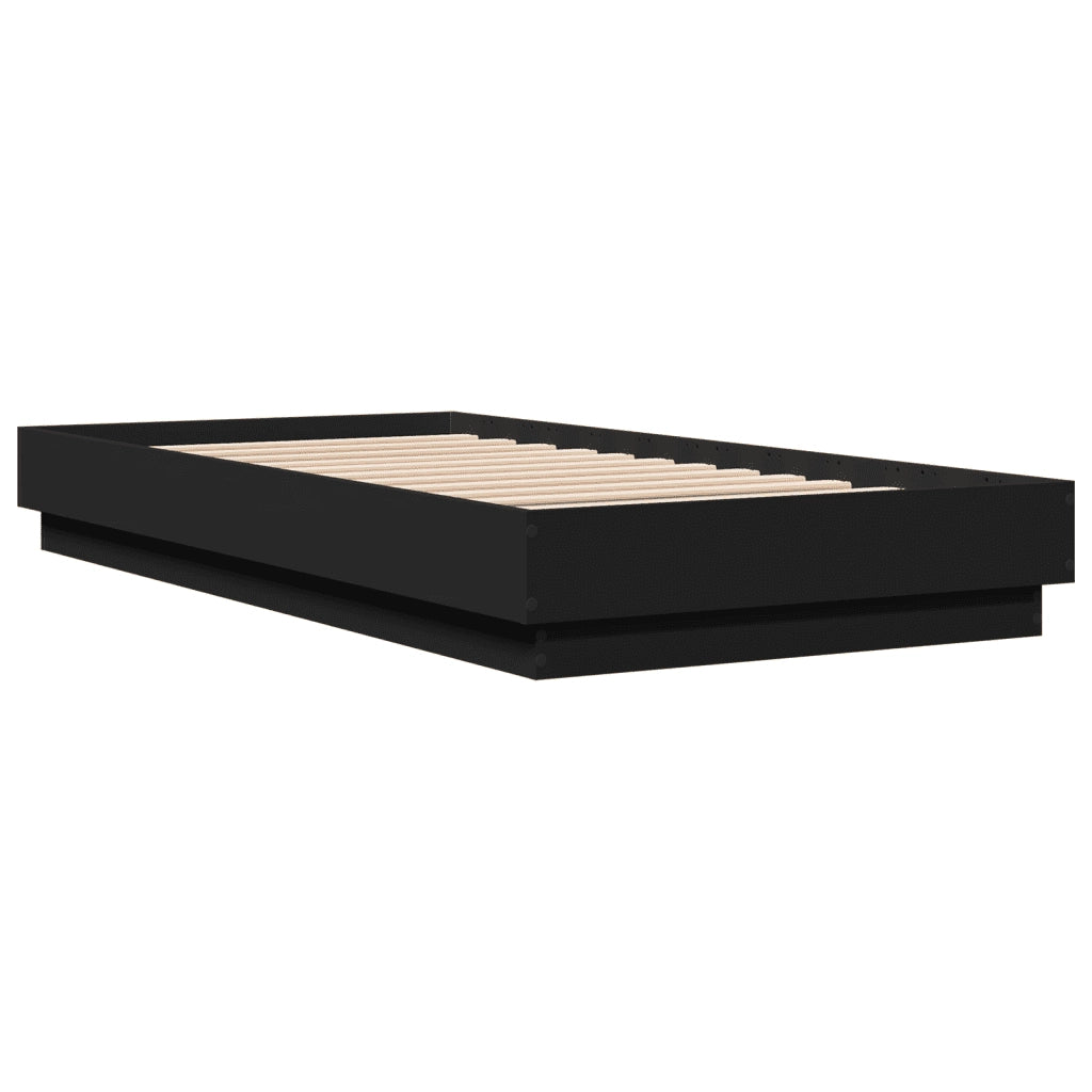 Giroletto con LED-Struttura Letto Nero 75x190 cm