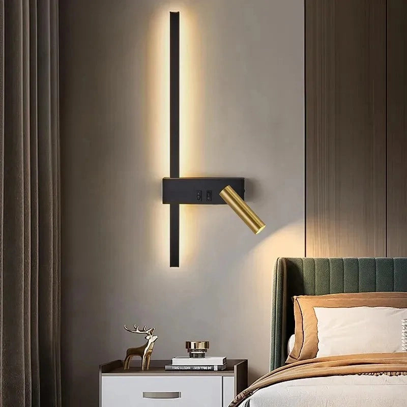 Lampada Da Parete App1439-w Right Black Gold