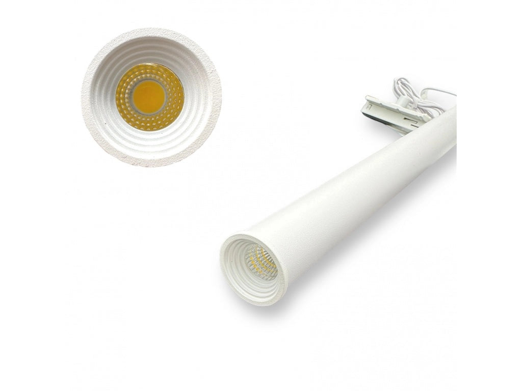 Faretto LED Pendente a Sospensione bianco per Binario Monofase 3W 300lm 4000K Fascio 30° in Alluminio per Illuminazione d’Accento Interni Luce Naturale 4000K