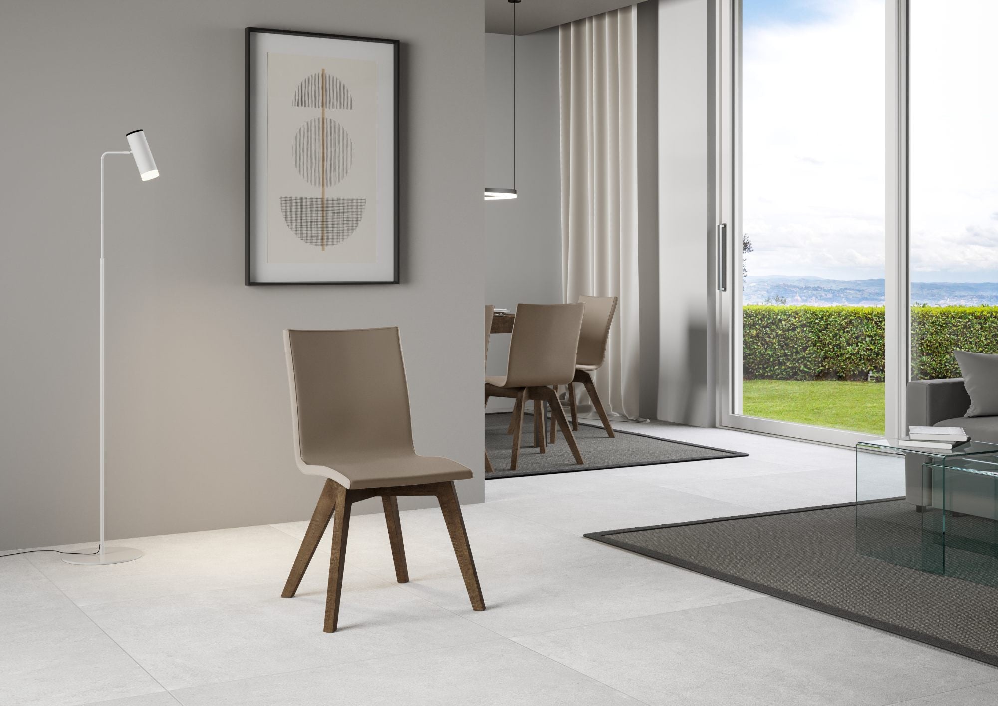 Sedia 52x52x87 cm Trudy gambe noce in Similpelle Tortora