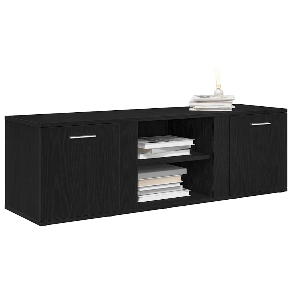 Mobile TV Rovere Nero 120x34x37 cm in Legno Multistrato 862475