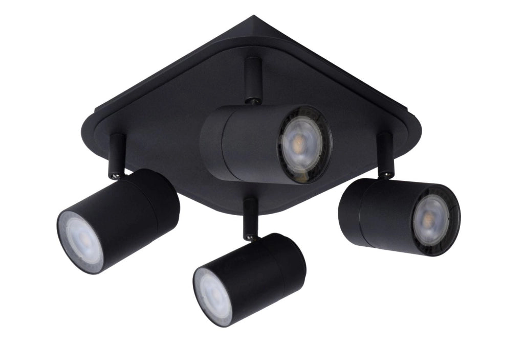 Plafoniera spot Lucide Lennert 4xGU10 5W nera IP44
