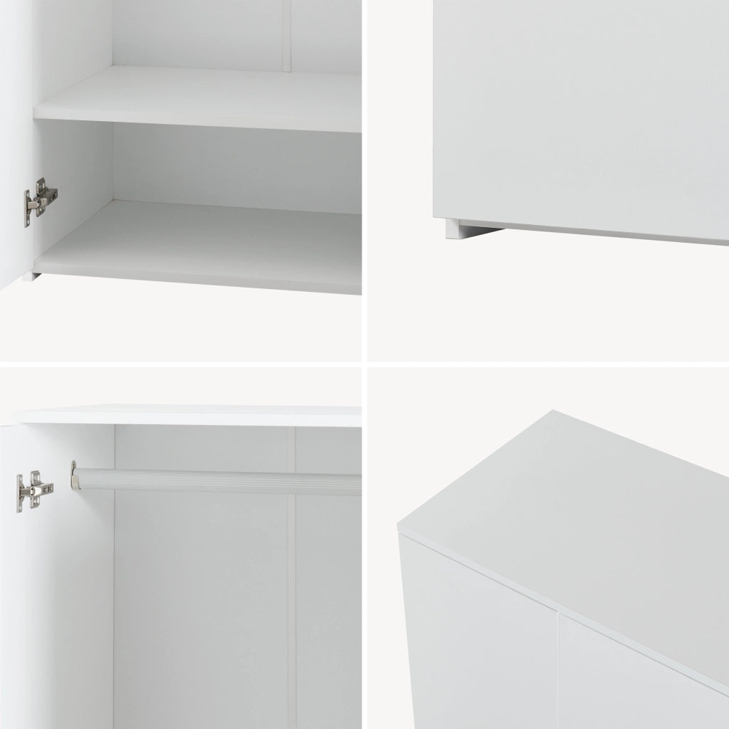 Armadio Beldinupp per Cameretta a 2 Ante 123 x 60 x 40 cm - Bianco [en.casa]
