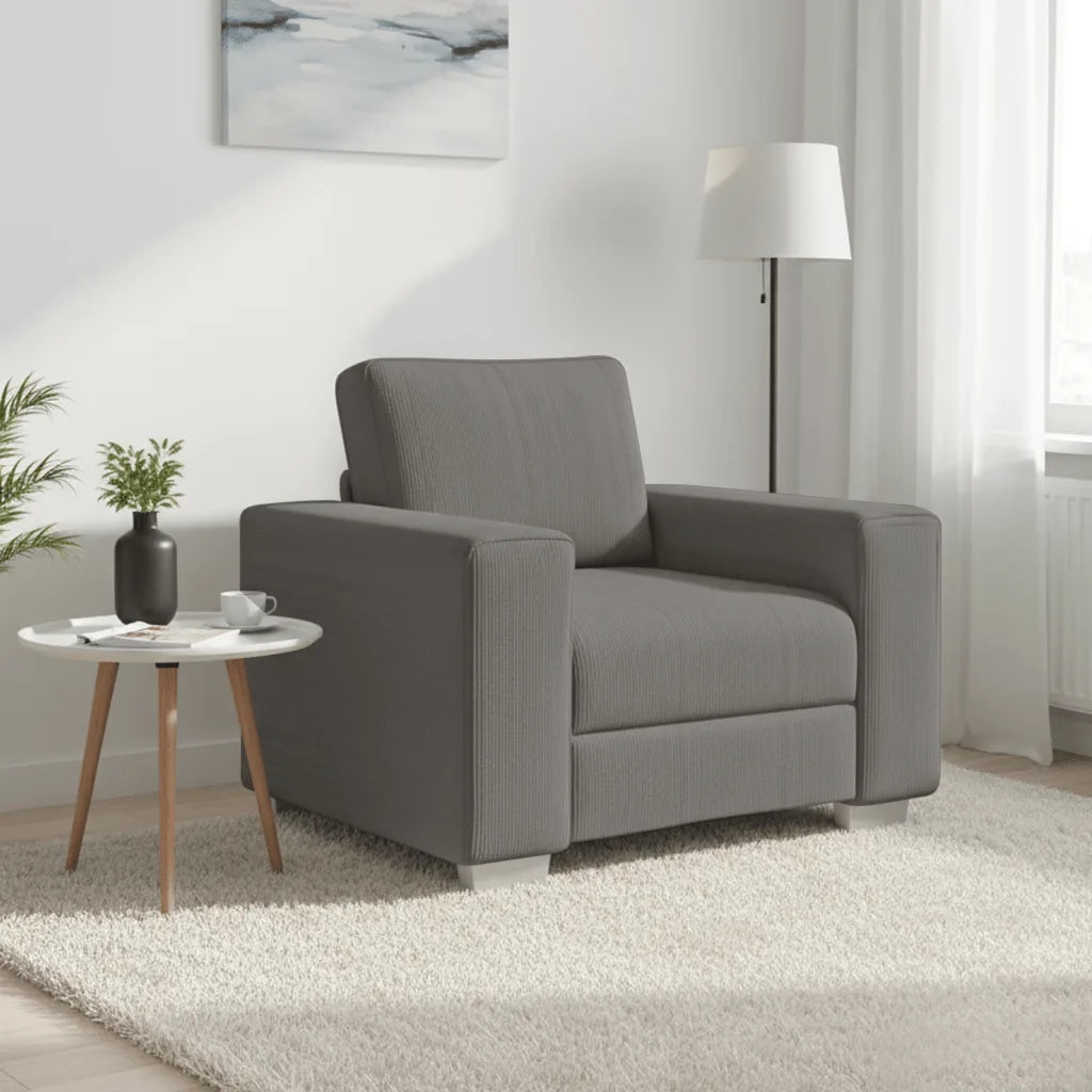 vidaXL Divano Sedia Grigio Chiaro 60 cm Tessuto di Velluto a Coste