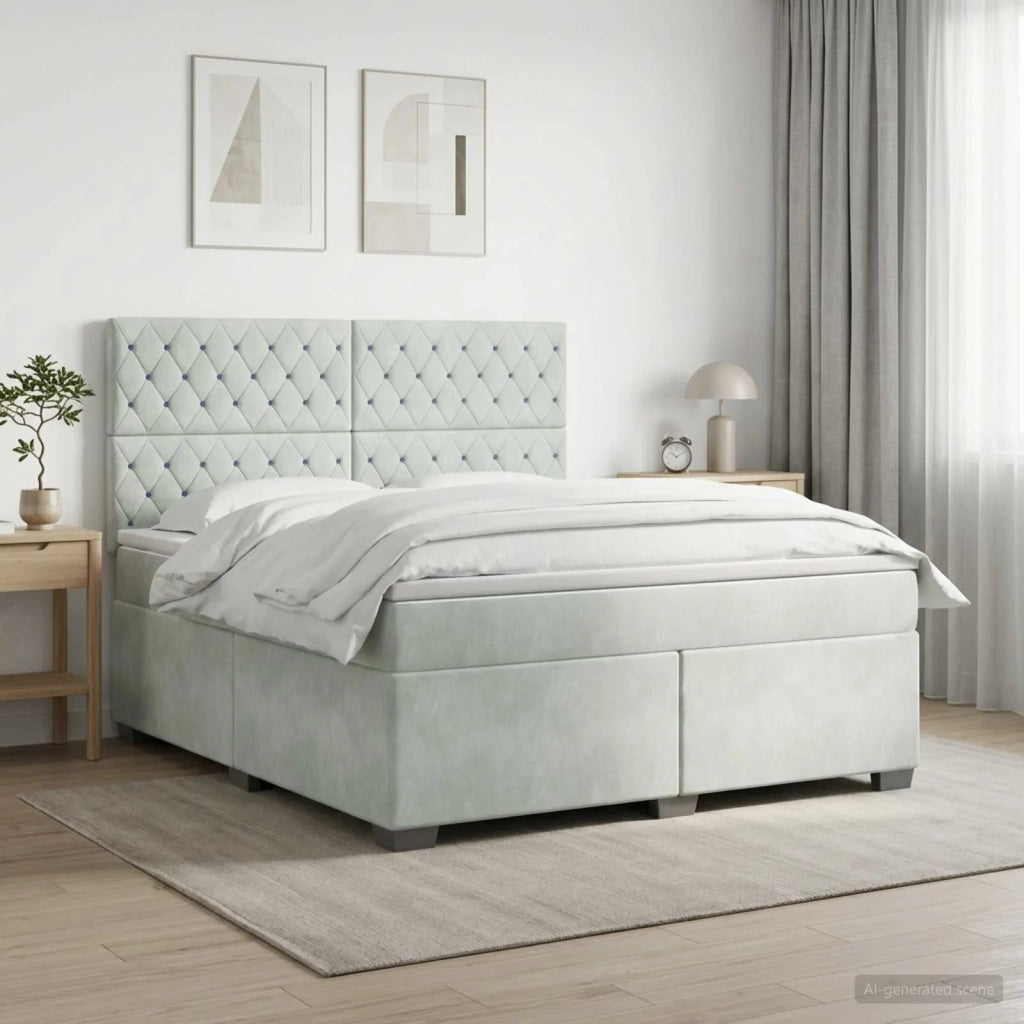 Letto box spring con materasso Grigio Chiaro 140 x 190 cm 3455096