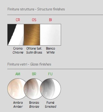 SOSP. BIANCO 2 LUCI SPOSTABILE VETRI (1 PICCOLO AMBRA+1 MEDIO BRONZO) 1194BI-S2 S MIX-AB