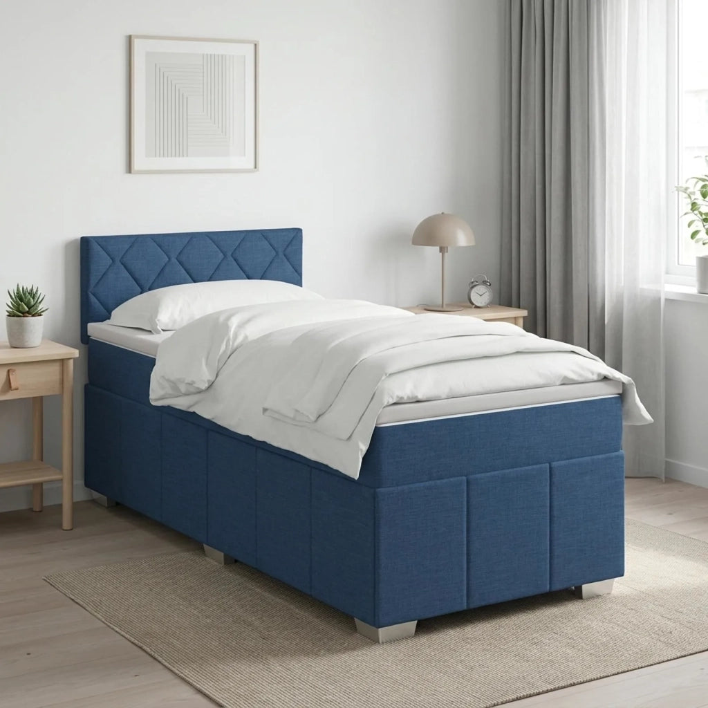 Letto box spring con materasso Blu 90 x 200 cm Tessuto 3451135