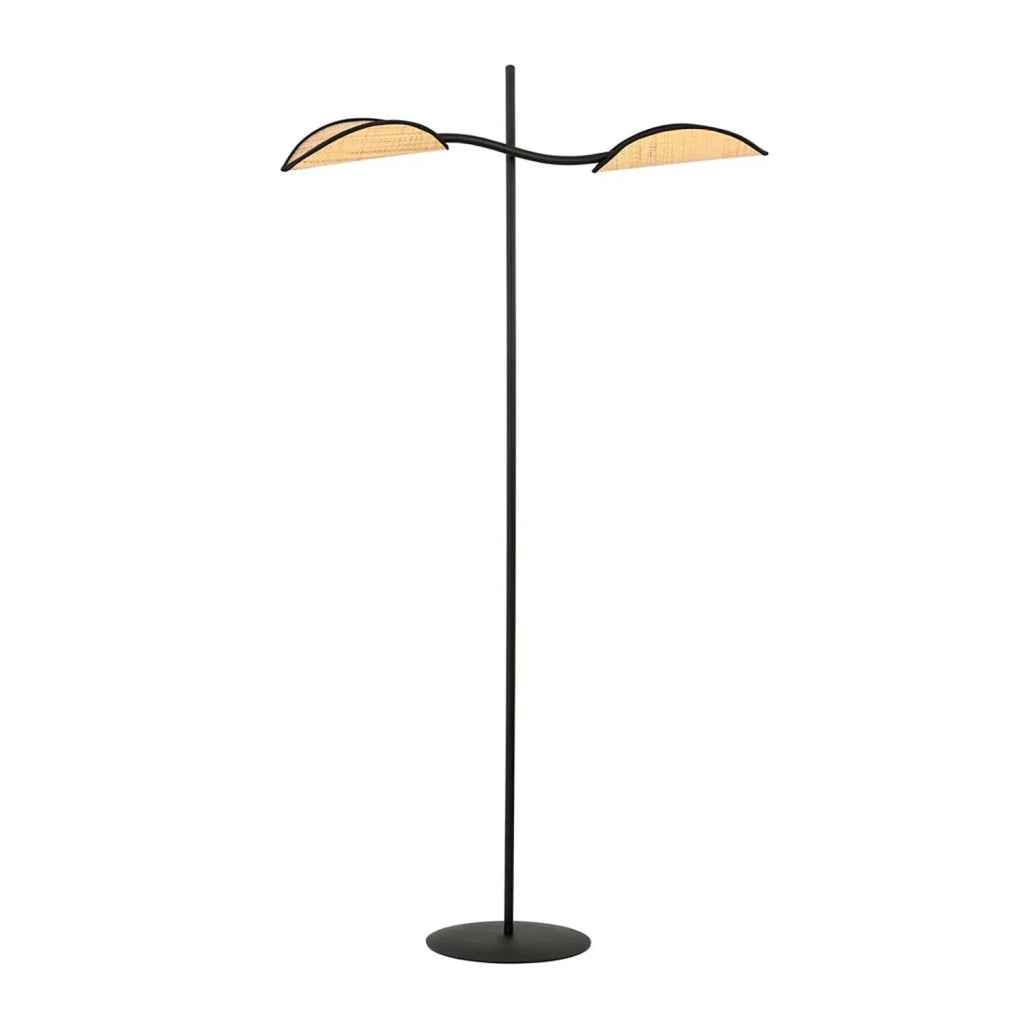 Piantana Contemporaneo Ares Acciaio Nero Marrone 2 Luci E14 Ip20