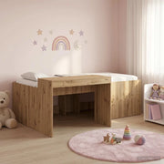 Letto alto per bambini con scrivania Rovere Artigianale
