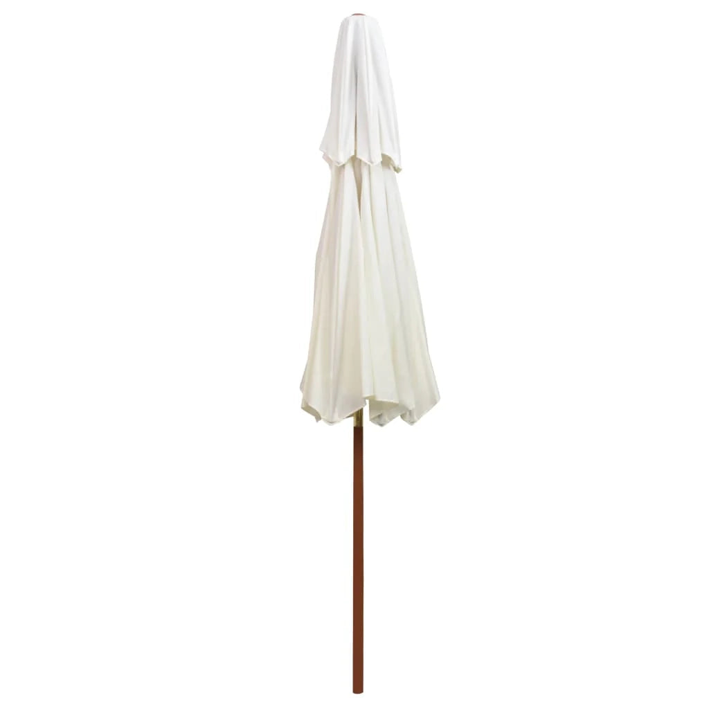 Ombrellone per mobili da giardino terrazza 270 x 270 cm palo in legno bianco crema 02_0008413