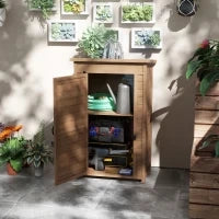 Armadio da Giardino in Legno con Ripiano Regolabile e Catenaccio, 75x56x117cm, Marrone