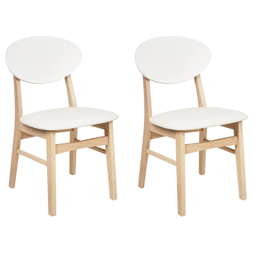 Set di 2 sedie da pranzo Struttura legno chiaro e bianco sporco Seduta in ecopelle Senza braccioli Design scandinavo