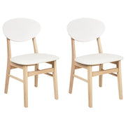 Set di 2 sedie da pranzo Struttura legno chiaro e bianco sporco Seduta in ecopelle Senza braccioli Design scandinavo